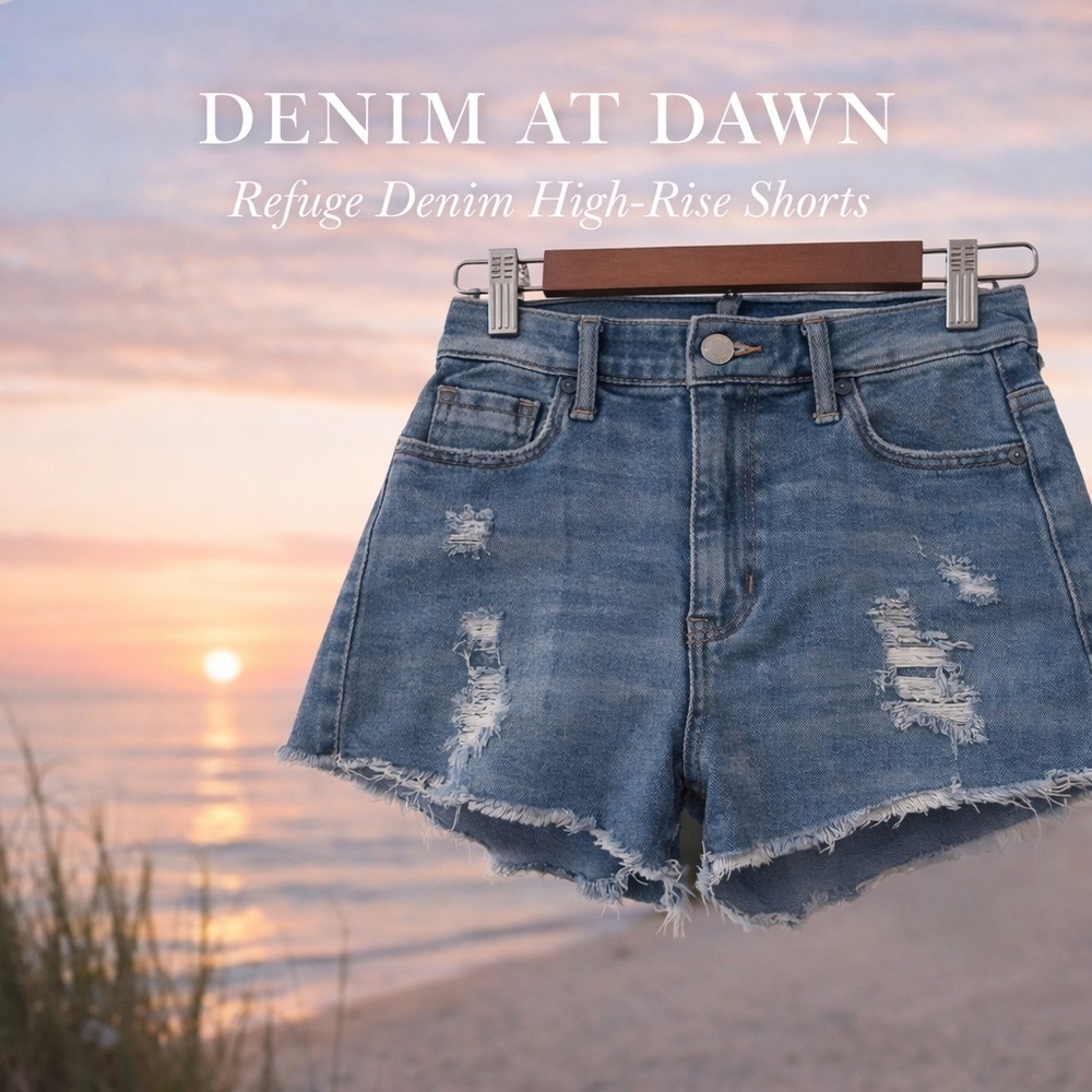 Refuge Denim High-Rise Distressed Shorts | Size 3
